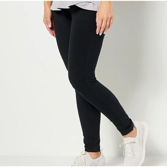 Y-211Denim & Co. Active Regulars Duo Stretch Legging Wide Waistband BLACK sz XS - Picture 1 of 1